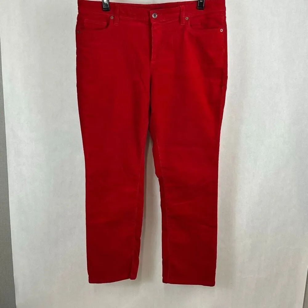 Lands' End Red Corduroy Pants Womens Sz 16 Mid Rise Straight Leg Jeans